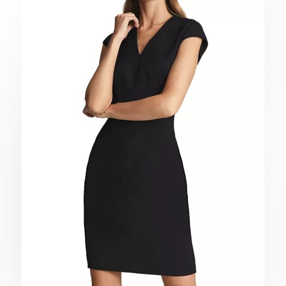 REISS Hayes Black Cap Sleeve Dress Size 0